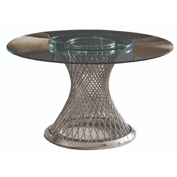 Ivy Bronx Round Glass Top Metal Base Dining Table Wayfair Canada
